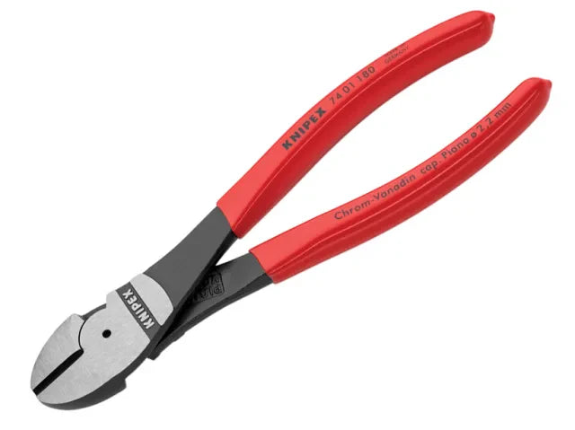 Knipex 180mm High Leverage Diagonal Cutters PVC Grip Heavy-Duty Steel