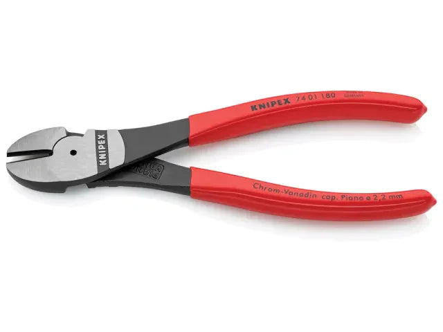 Knipex 180mm High Leverage Diagonal Cutters PVC Grip Heavy-Duty Steel