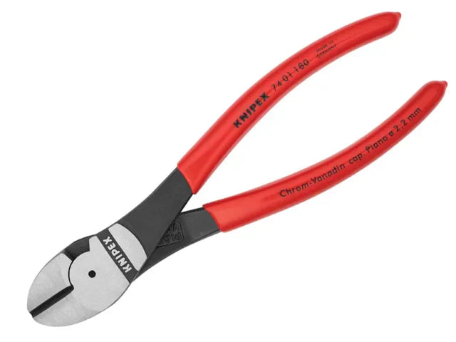Knipex 180mm High Leverage Diagonal Cutters PVC Grip Heavy-Duty Steel