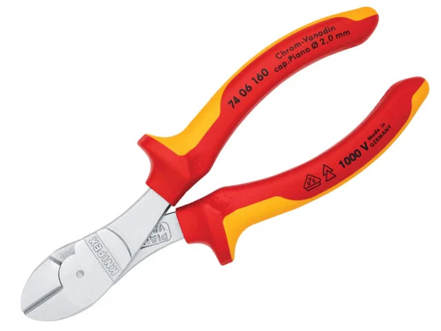 Knipex VDE High Leverage Diagonal Cutter 160mm Insulated 1000V Cutting Tool