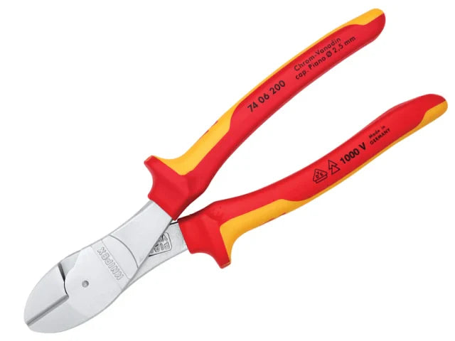 Knipex VDE High Leverage Diagonal Cutter 200mm Multi-Component Grips 10kV