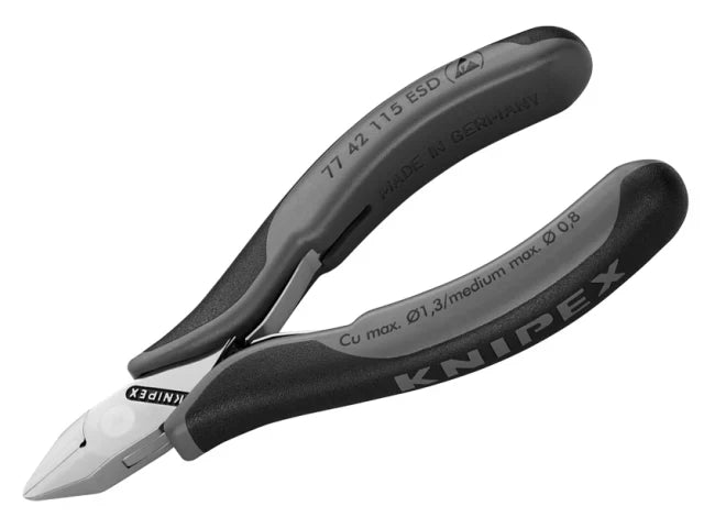 Knipex ESD Diagonal Cutters 115mm Pointed Head Flush Cut Non Bevelled