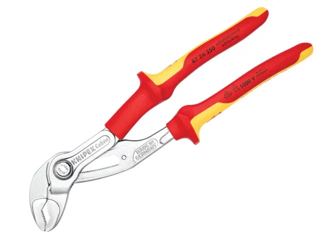 Knipex VDE Cobra Water Pump Pliers 250mm Insulated 1000V Multi-Component Grips