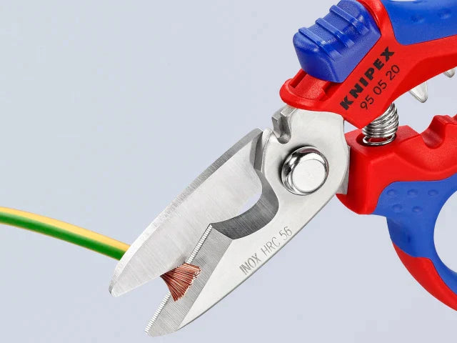 Knipex 160mm Angled Electricians' Shears with Crimping Areas and Spring Lock