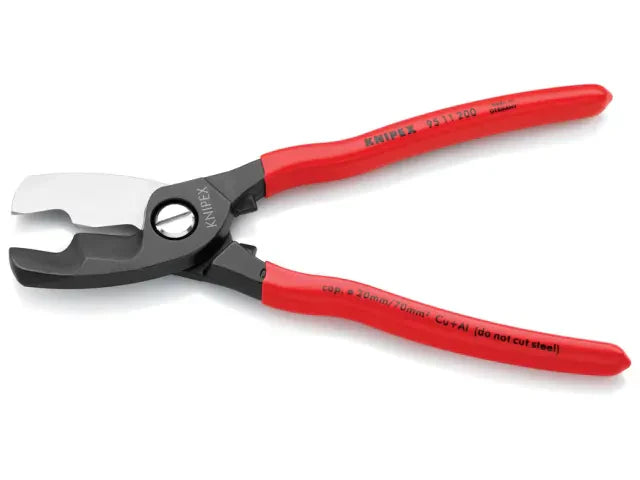 Knipex 95 11/12 Cable Shears 200mm Twin Cutting Edge PVC Grip Ã˜20mm Capacity
