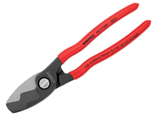 Knipex 95 11/12 Cable Shears 200mm Twin Cutting Edge PVC Grip Ã˜20mm Capacity