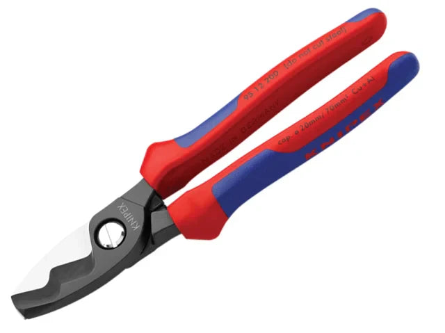 Knipex 200mm Cable Shears Twin Cutting Edge Multi-Component Grip 20mm Capacity