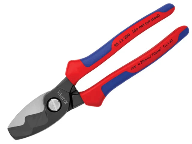 Knipex 200mm Cable Shears Twin Cutting Edge Multi-Component Grip 20mm Capacity