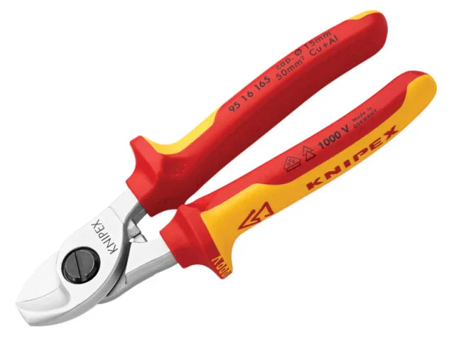 Knipex VDE Cable Shears 165mm Multi-Component Grips Safe Up to 1000V