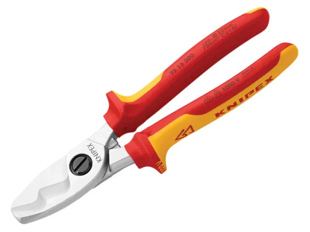 Knipex VDE Cable Shears 200mm Twin Cutting Edge Multi-Component Grips