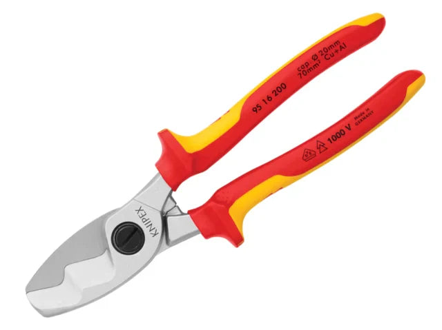 Knipex VDE Cable Shears 200mm Twin Cutting Edge Multi-Component Grips