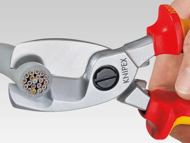 Knipex VDE Cable Shears 200mm Twin Cutting Edge Multi-Component Grips