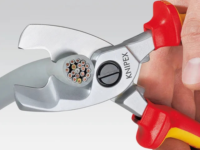 Knipex VDE Cable Shears 200mm Twin Cutting Edge Multi-Component Grips