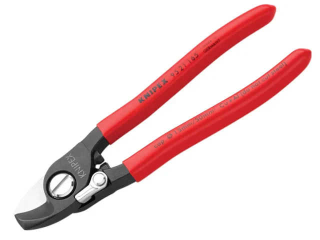Knipex 95 Series Cable Shears 165mm PVC Grip with Return Spring, 15mm Cut
