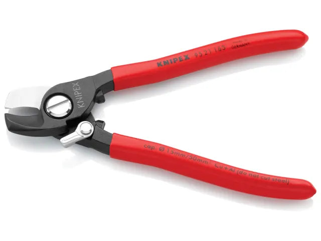 Knipex 95 Series Cable Shears 165mm PVC Grip with Return Spring, 15mm Cut
