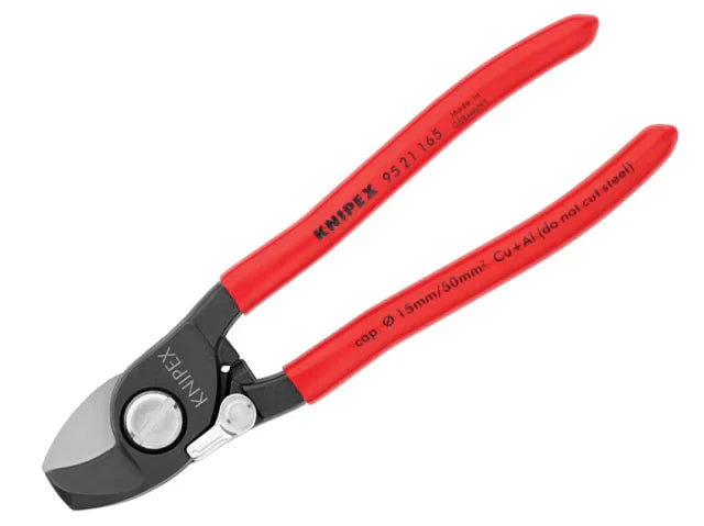 Knipex 95 Series Cable Shears 165mm PVC Grip with Return Spring, 15mm Cut