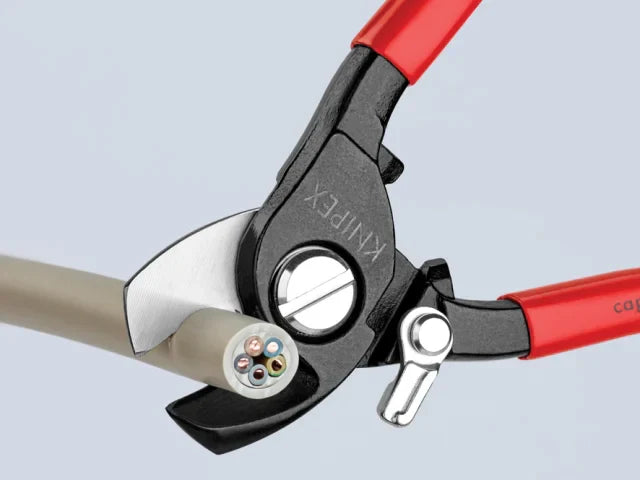 Knipex 95 Series Cable Shears 165mm PVC Grip with Return Spring, 15mm Cut