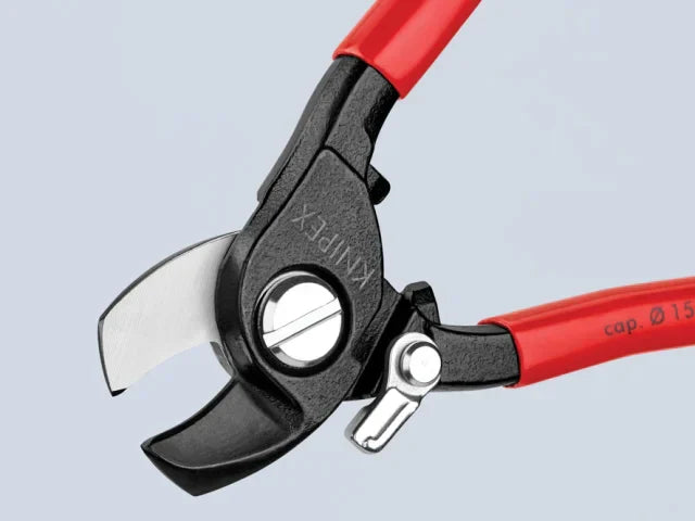 Knipex 95 Series Cable Shears 165mm PVC Grip with Return Spring, 15mm Cut
