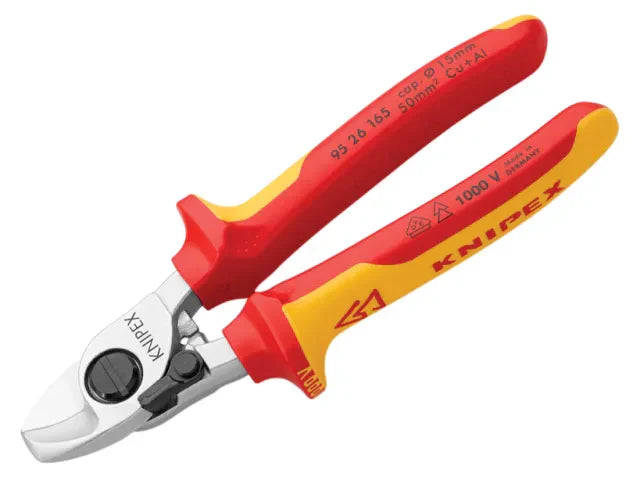 Knipex VDE Cable Shears 165mm with Return Spring Multi-Component Grips