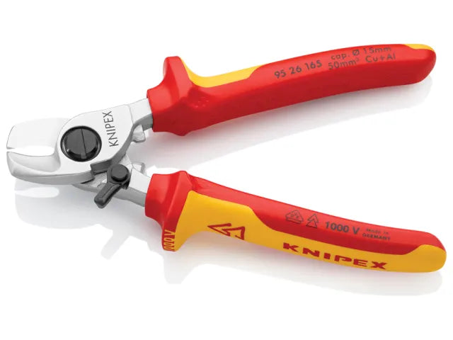 Knipex VDE Cable Shears 165mm with Return Spring Multi-Component Grips