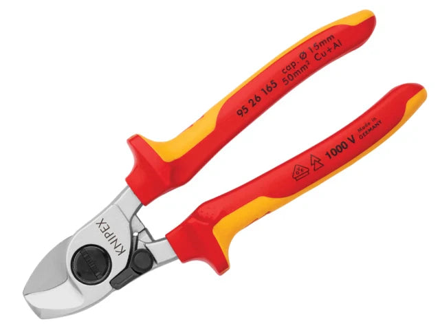 Knipex VDE Cable Shears 165mm with Return Spring Multi-Component Grips