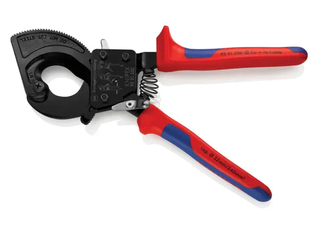 Knipex Ratchet Action Cable Shears 250mm Multi-Component Grip Ã˜32mm Capacity