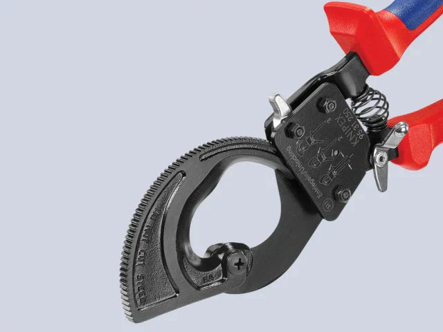 Knipex Ratchet Action Cable Shears 250mm Multi-Component Grip Ã˜32mm Capacity