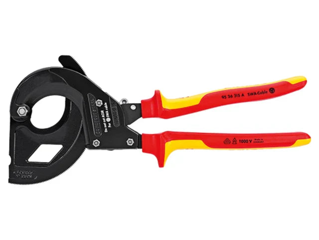 Knipex VDE Ratchet Cable Cutter 315mm 45mm Capacity Multi-Component Grips