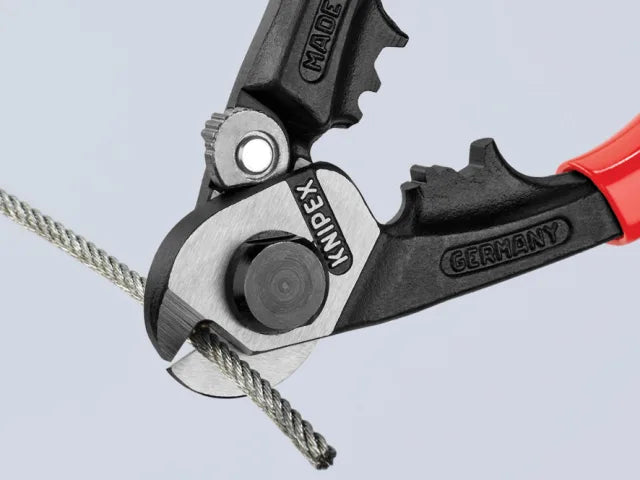 Knipex 95 61 190 Wire Rope Cutter PVC Grip 190mm Medium Hard Cable Shears