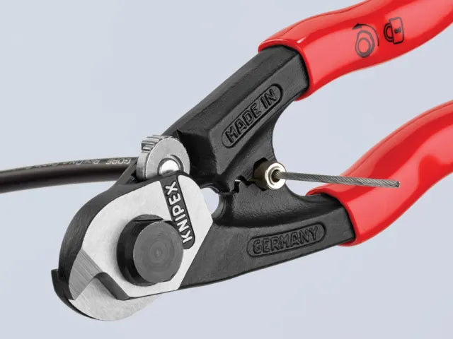 Knipex 95 61 190 Wire Rope Cutter PVC Grip 190mm Medium Hard Cable Shears