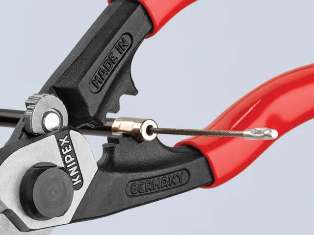 Knipex 95 61 190 Wire Rope Cutter PVC Grip 190mm Medium Hard Cable Shears