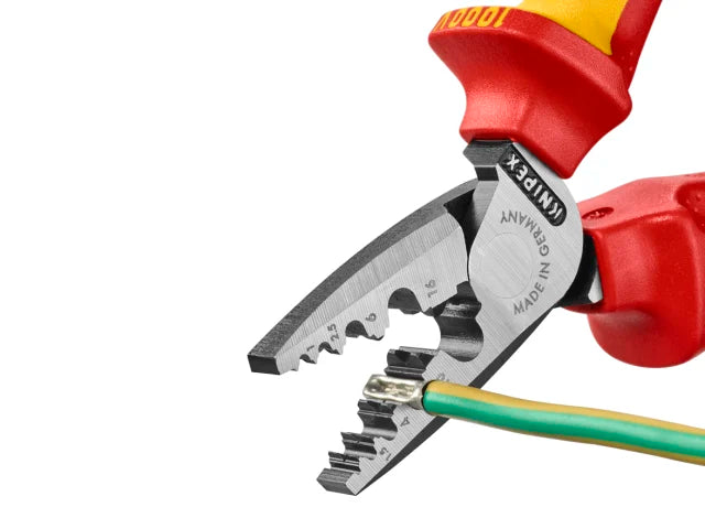 Knipex VDE Crimping Pliers 180mm with Tether Point 0.25-16mmÂ² Crimp Capacity