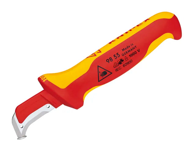 Knipex VDE Stripping Knife 180mm Ergonomic Handle 10,000V Safe Surgical Steel