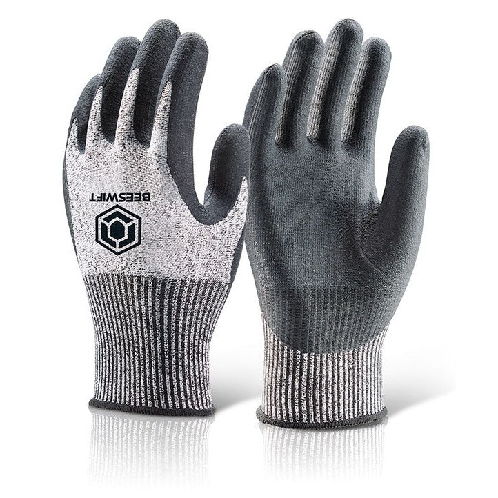 Beeswift Micro Foam Nitrile Cut 3 Gloves Large Black Cut Resistant Nylon Spandex