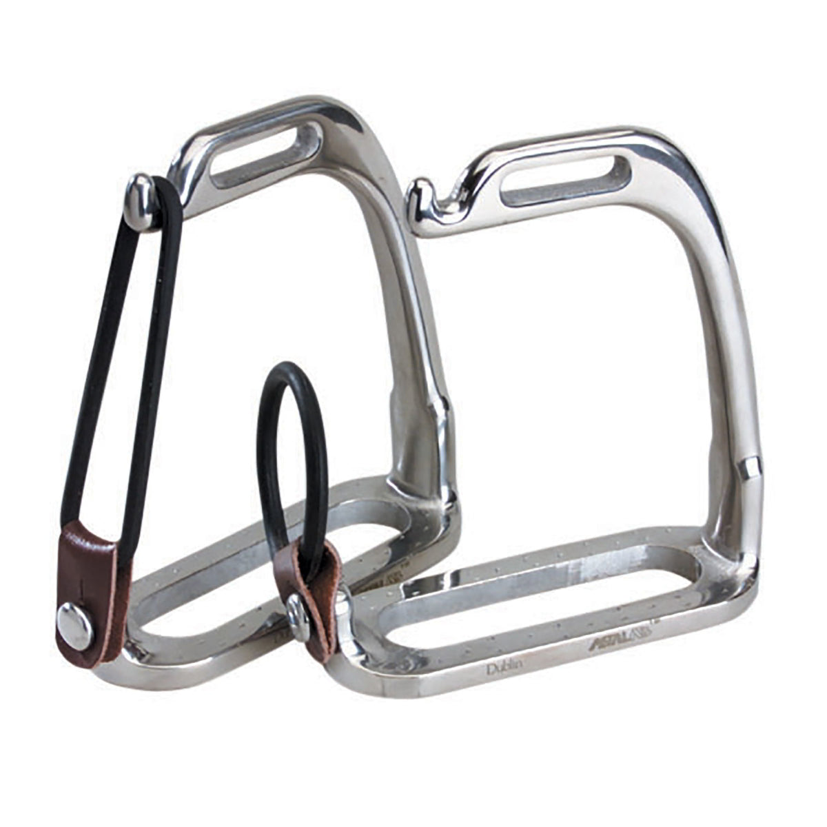 Korsteel Horse Stainless Steel Peacock Stirrup Irons With Rubber Band Attachment