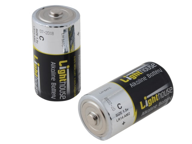 Lighthouse C LR14 Alkaline Batteries 6200 mAh Pack of 2 Long Lasting Energy