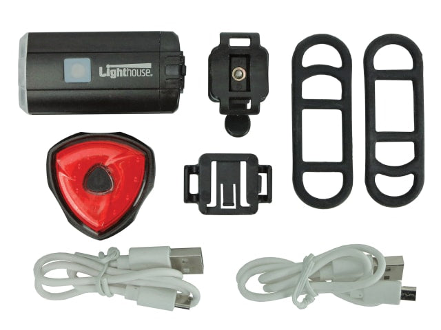 Lighthouse Elite Rechargeable LED Bike Light Set 150 Lumens Front & 100 Rear
