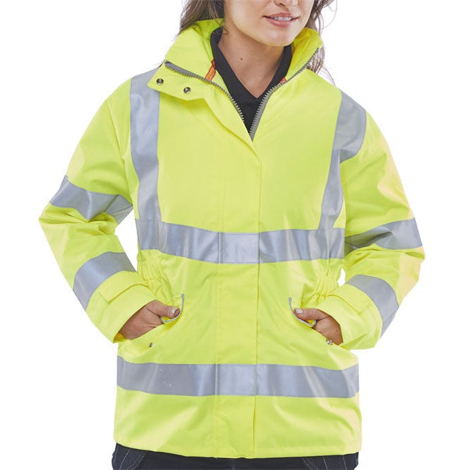 Beeswift Ladies Hi-Vis Executive Jacket with Concealed Hood and Pockets