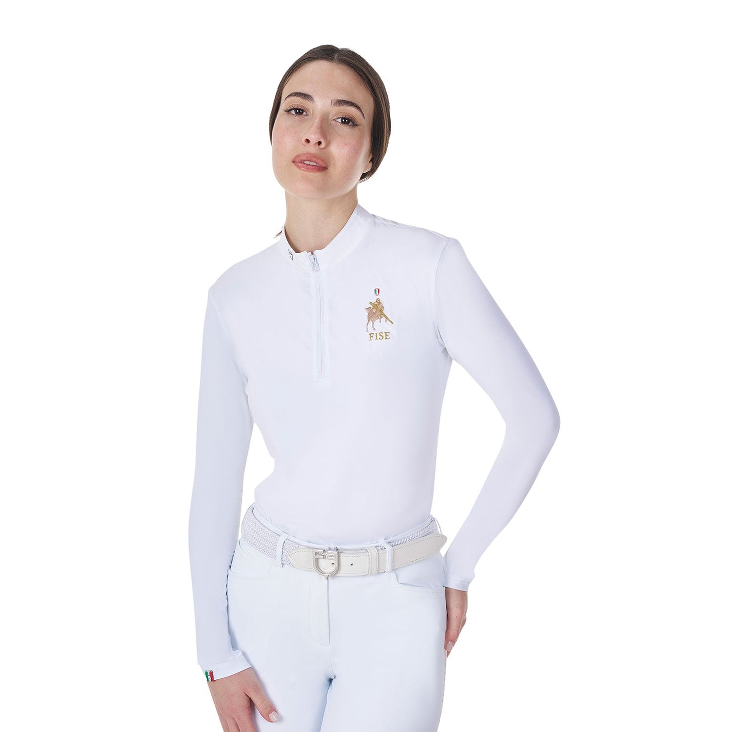 Equestro Women's Long-Sleeved Competition Polo Shirt X Fise Women's Technical