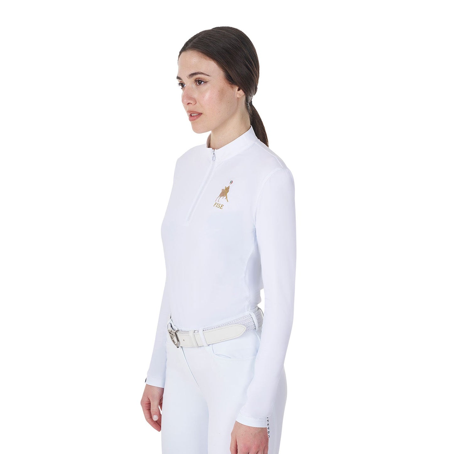 Equestro Women's Long-Sleeved Competition Polo Shirt X Fise Women's Technical