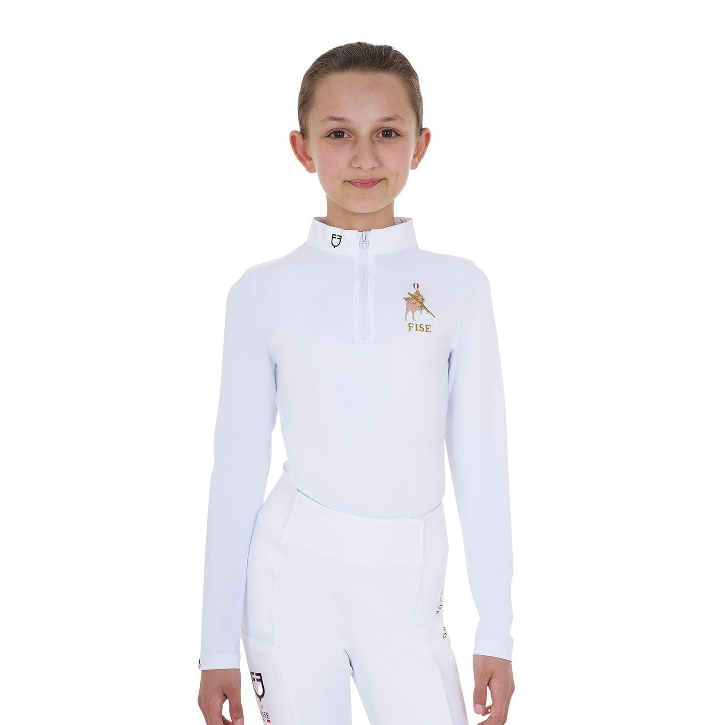 Equestro Girls' Long-Sleeved Competition Polo Shirt X Fise Training Wear