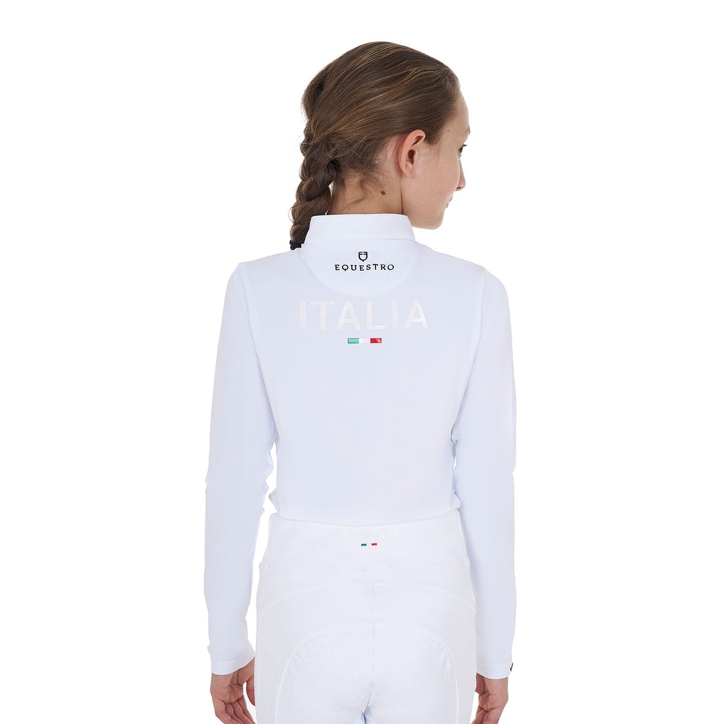 Equestro Girls' Long-Sleeved Competition Polo Shirt X Fise Training Wear