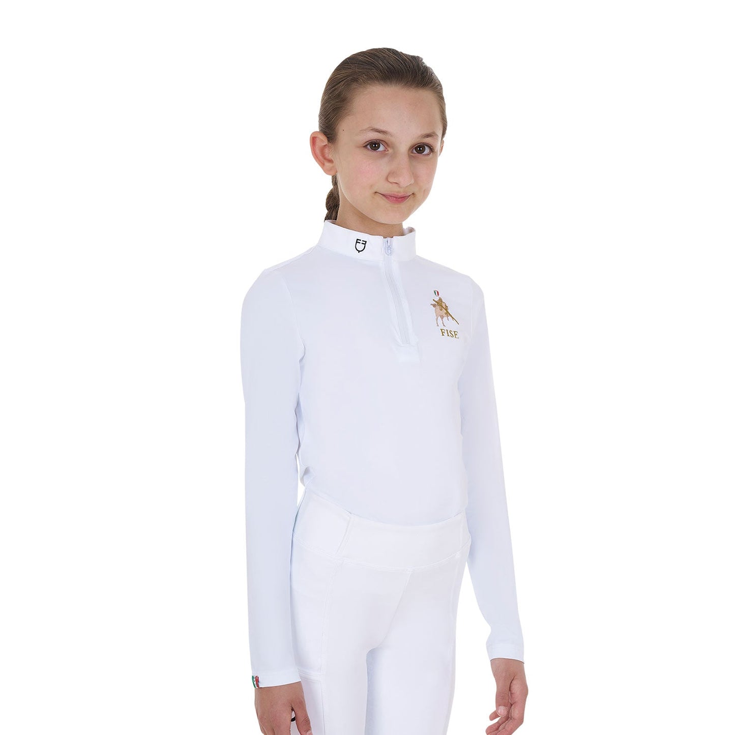 Equestro Girls' Long-Sleeved Competition Polo Shirt X Fise Training Wear