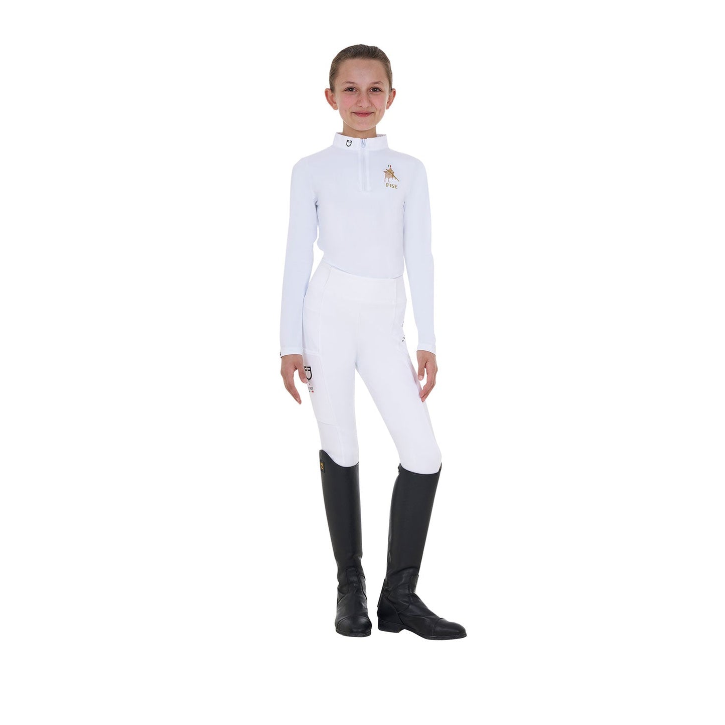 Equestro Girls' Long-Sleeved Competition Polo Shirt X Fise Training Wear