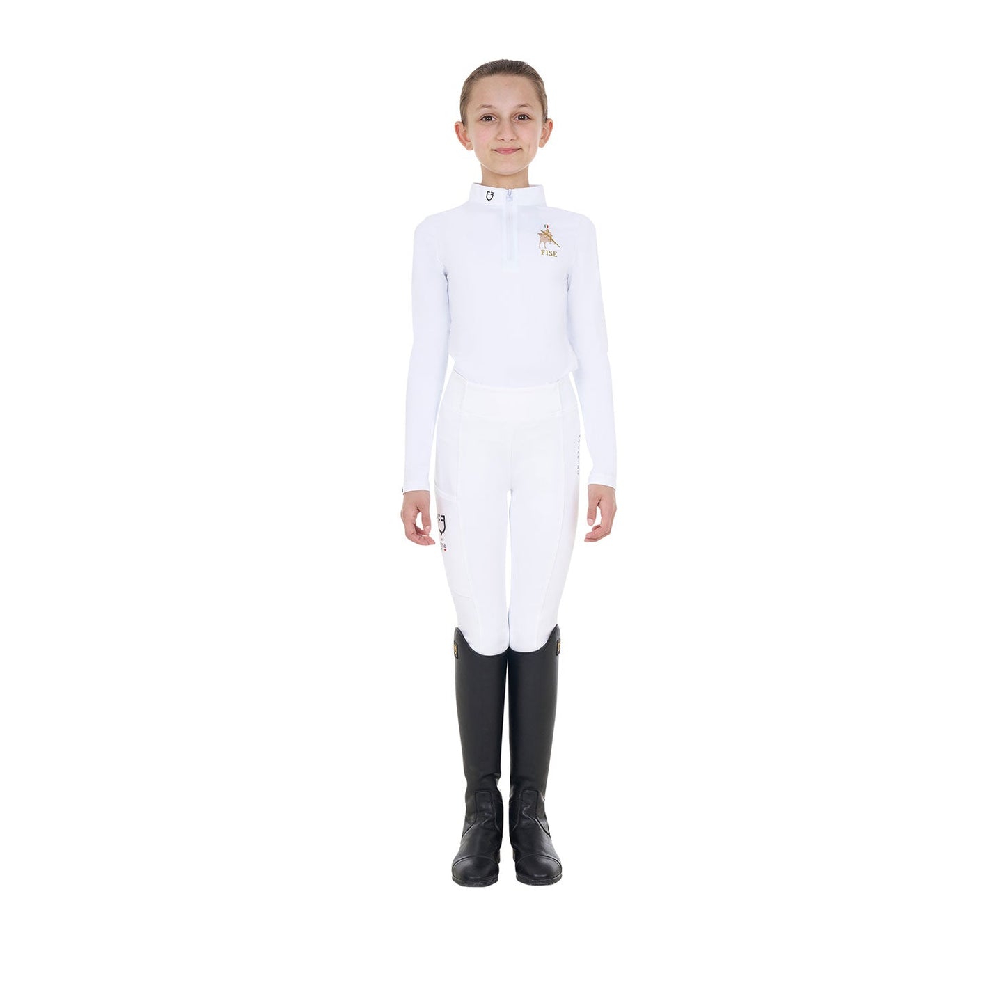 Equestro Girls' Long-Sleeved Competition Polo Shirt X Fise Training Wear
