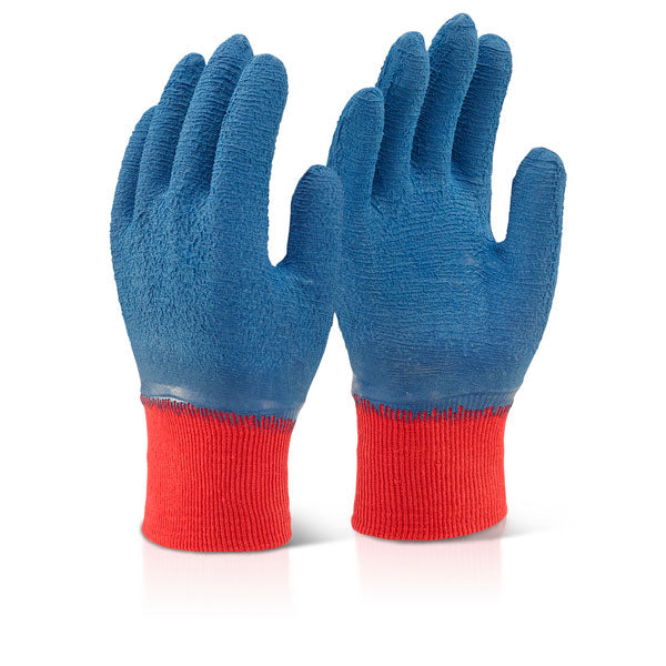 Beeswift Latex Coated Gripper Gloves Blue 100% Cotton Liner EN388 Rated