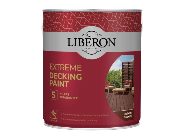 Liberon Extreme Decking Paint 2.5L Medium Brown Durable Opaque Finish