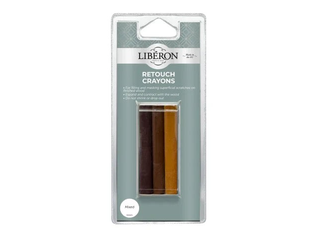 Liberon Retouch Crayons Assorted 3 Pack for Wood Scratch Repair