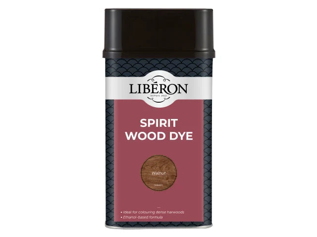 Liberon Spirit Wood Dye 1L Walnut - Deep Penetrating Colour for Wood Finishing