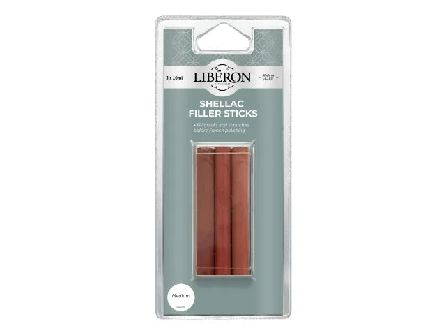 Liberon Medium Shellac Filler Sticks 3 Pack for Wood Repair and Finishing